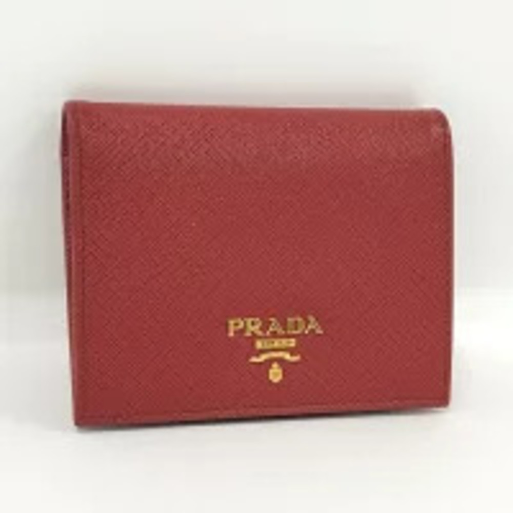 Prada Bi fold Wallet Leather Red